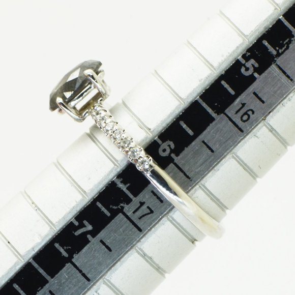 Oval Diamond Engagement Ring Rose Cut Fancy Gray 0.78 TCW 14K White Gold - Picture 5 of 6